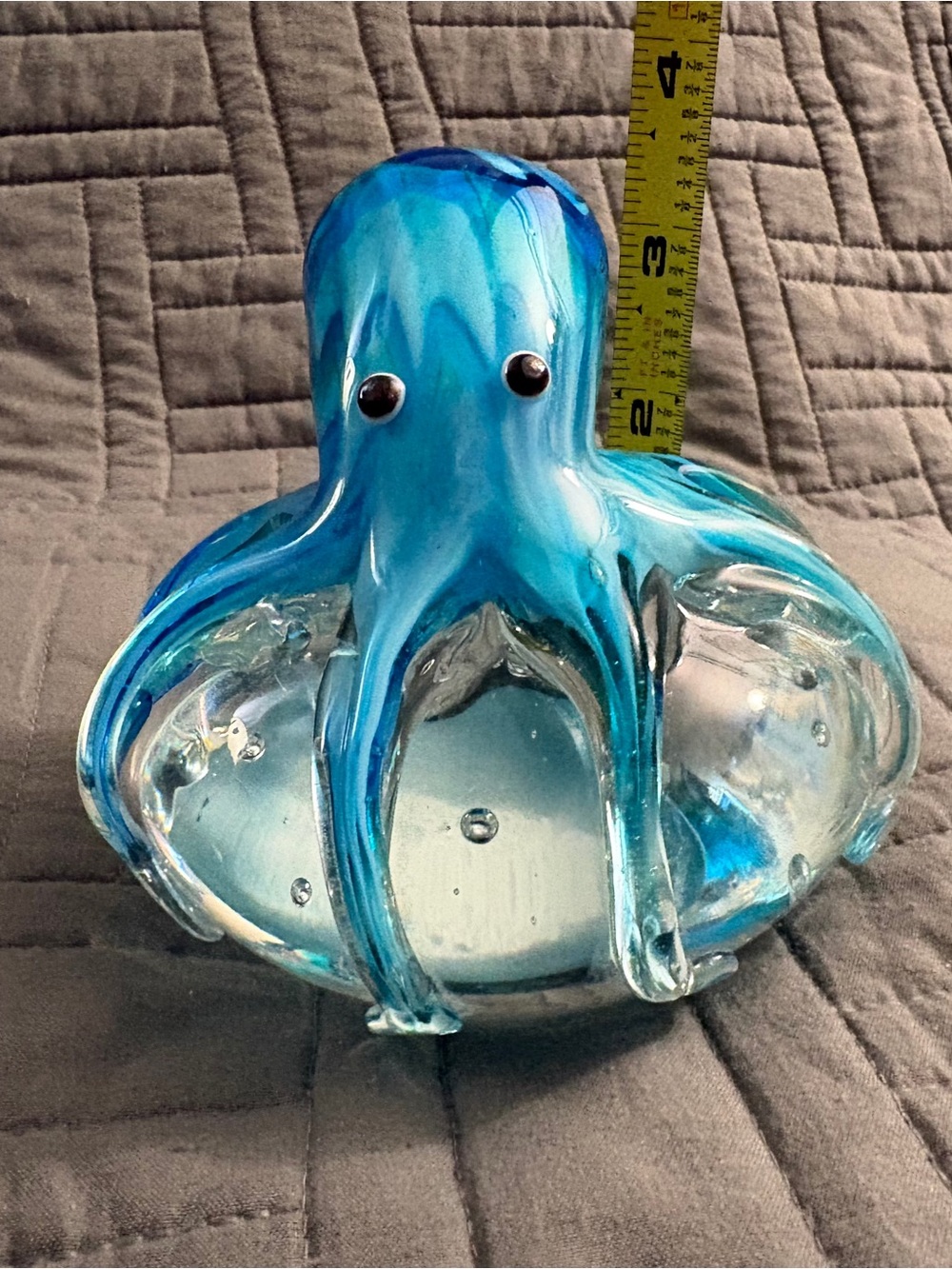 Handmade Octopus Blown Glass Figurine Gift Home Decor Blue-Green Paper Weight - Picture 9 of 15